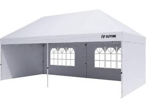 lot 59 image: New OUTFINE Canopy 10X20 Pop Up Canopy Gazebo Commercial Tent White $209.99 Retail B