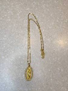 lot 427 image: New Virgin Mary Geometric Pendant Necklace Sparkling Gemstone Halo P