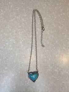 lot 431 image: New Bohemia Turquoise Heart Pendant Necklace Silvery P