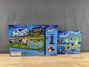 lot 26 image: Brand New H2O Go Water Toys Rainbow Splash Play Pool, One Hand Pump & Volleyball Set $55 Retail D
