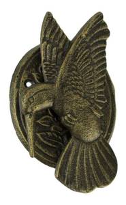 lot 86 image: Brand New Zeckos Antique Bronze Cast Iron Hummingbird and Flower Front Door Knocker Entry Decor N