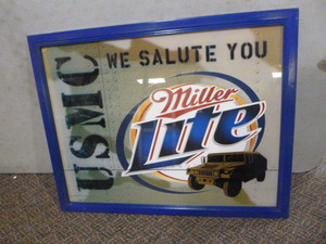 lot 25 image: Miller Light USMC We Salute You Mirror Sign