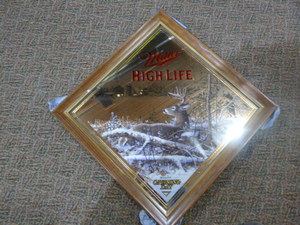 lot 35 image: Miller High Life Opening Day Deer Framed Mirror Sign