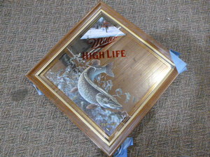 lot 36 image: Miller High Life Tip-Up Northern Framed Mirror Sign
