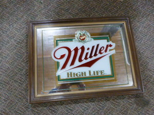 lot 39 image: Miller High Life Framed Mirror Sign