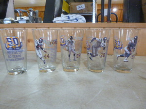 lot 53 image: 5 Miller Lite Cheers to 50 Years Of Greatness Beer Glasses