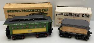 lot 4 image: Jim Beam Collectible Train Passenger Car & Lumber Car Decanters In Original Boxes (EMPTY)