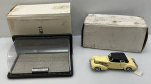 lot 13 image: Franklin Mint (1937 Cord 812 Phaeton Coupe) Miniature Die Cast In Original Box & Display Case In Original Box