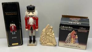 lot 49 image: Misc. Jim Beam Collectible Christmas Decanter In Original Box (EMPTY) & Christmas Nutcracker In Original Box (NIB)