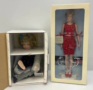 lot 60 image: 1998 Franklin Mint Christmas Edition Diana Princess Of Hearts Doll (NIB) & Hamilton Collection Donald Zolan Quiet Time Pocelain Doll (NIB)