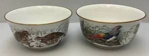 lot 72 image: Vintage Franklin Porcilain Bobwhite Quail & The Lady Amhersts Pheasant Bowls