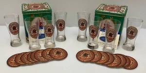 lot 96 image: Anheuser-Busch St. Louis Lager Beer Glass Sets With Storage Tin (VERY COOL)
