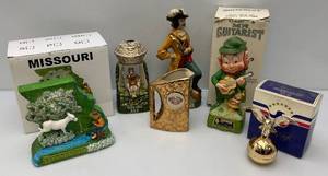 lot 159 image: Misc. Collectible Decanters (EMPTY) Including Leprechaun Guitarist Musical Decanter & More