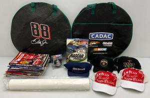 lot 163 image: Misc. NASCAR & JIM BEAM Collectibles Including Nylon Flags, Sam Bass Signed NASCAR Poster & More