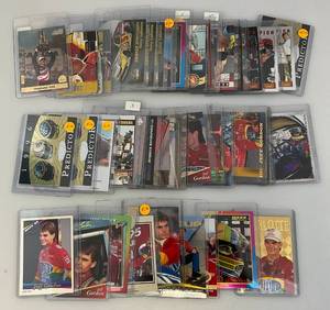 lot 170 image: Misc. NASCAR Trading Cards In Top Loader Protective Sleeves