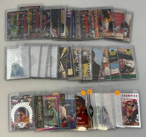 lot 171 image: Misc. NASCAR Trading Cards In Top Loader Protective Sleeves