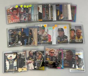 lot 175 image: Misc. NASCAR Trading Cards In Top Loader Protective Sleeves
