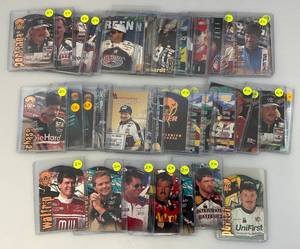 lot 181 image: Misc. NASCAR Trading Cards In Top Loader Protective Sleeves