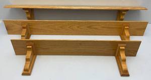 lot 199 image: Three Solid Oak Decorative Shelves 1 36 x 6, 2 47 12 x 6