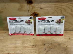 lot 71 image: DOOHICKEY Lot of 2 Packs of- Perfect Alarm, Personal Security System to Keep You and Your Family Safe, Great for Doors, Medicine Cabinets, Gates, Windows, and More, Easy to Install No Wires or Tools Required (4 alarms per pack)