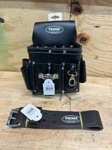 lot 129 image: PRINCE- Leather Electricians Tool Holder with 2 Leather Belt