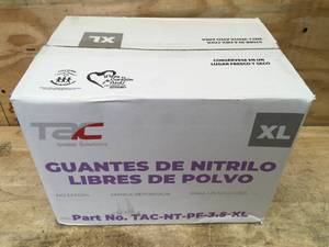 lot 92 image: Case of TAC Powdered Free Nitrile Gloves Size XL
