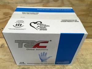 lot 94 image: Case of TAC Powdered Free Blue Nitrile Gloves Size L