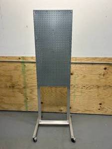 lot 40 image: Two-Sided Peg Board Display Stand on Casters