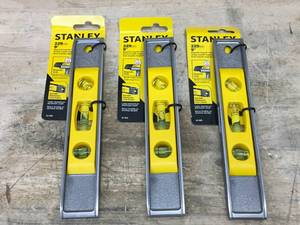 lot 174 image: Lot of 3 - Stanley 9 Magnetic Torpedo Level Model # 42-465