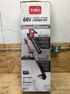 lot 28 image: Toro 60V TrimmerBlower Combo Kit With 2Ah Battery And Charger Model # 51881