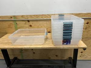 lot 187 image: HEFTY Lot of 9- 40 qt. Hi-Rise Storage Bins (no covers)