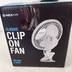 lot 40 image: New Open Box Nexair Classic Clip On Fan For Bed Or Desk 2 Speed