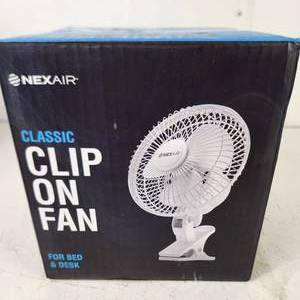 lot 41 image: New Open Box Nexair Classic Clip On Fan For Bed Or Desk 2 Speed