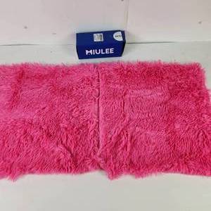 lot 56 image: Lot Of Two Bright Pink Fluffy Pillow Covers 18 X 18 Open Box