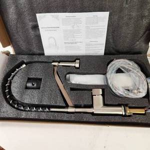 lot 36 image: Brushed Nickle Single Handle Pull Down Sprayer Kitchen Faucet