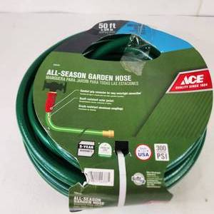 lot 67 image: Ace Hardware All-Season Garden Hose 50 ft Comfort Grip Connector New Damaged Package
