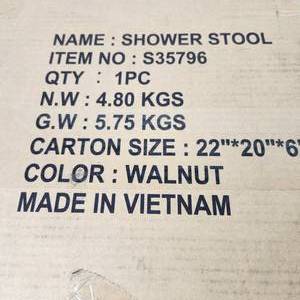lot 81 image: Upolana Lehome Furniture Co.,LTD Shower Stool Item S35796 22 x 20 x 6 New Open Box
