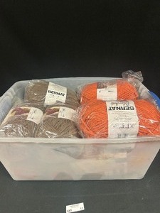 Tote of Orange and Brown Bernat Blanket Yarn
