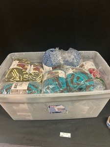 Tote of Mix Green, Mix Blue, Mix Brown Bernat Blanket Yarn