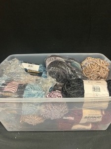 Tote of Assorted Bernat Velvet Yarn