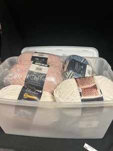 Tote of Pink, White, & Mix Bernat Blanket Yarn
