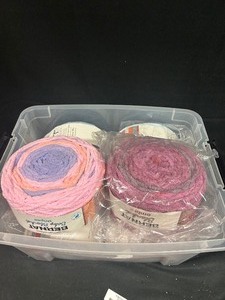 Assortment of Bernat Baby Blanket Stripes & Ombre Yarn with Tote