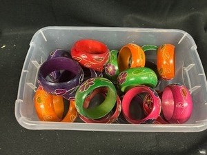 Assortment of Colorful Wooden Bracelets