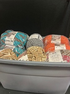 Large Assortment of Bernat Blanket Yarn with Tote