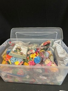Large Tote of Fabric Yo-Yos and Yo-Yo Patterns