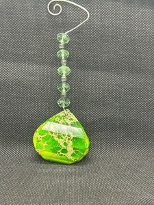Sea Sediment Jasper & Swarovski Crystal Charm