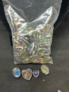 Variety of Small Crystal Intaglio Buff Glass Heart Pendants