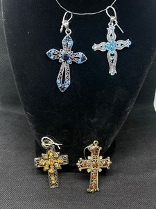4 Crystal Cross Necklace Pendants