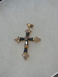 Black Zirconia Cross 14ktgp Necklace Pendant