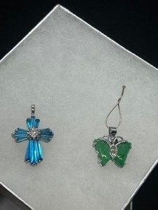 Gemstone Cross & Jade Butterfly Necklace Pendants